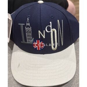 London England Embroidered Flag Adjustable Hat Black with Tan Bill NWT H125